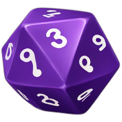 D20 purple dice with 1 2 and 3 emoji
