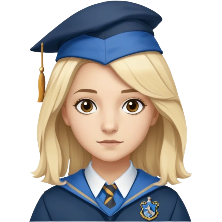 Gemma Padley is Penelope Clearwater in harry potter, wear hogwarts Ravenclaw uniform, blonde hair, brown eyes emoji