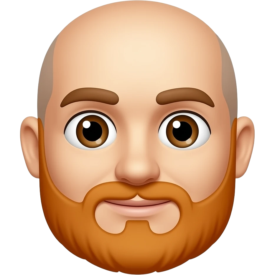 Bald man with ginger beard and brown eyebrows emoji face emoji