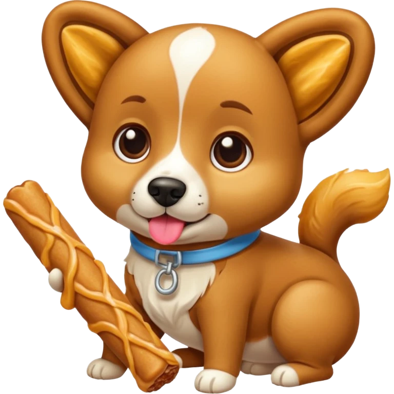Un perrito viendo un churro emoji