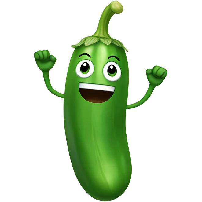 happy cucumber with hands up emoji