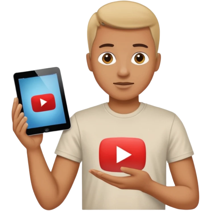 ipad, on the screen is a youtube video with a man on it emoji
