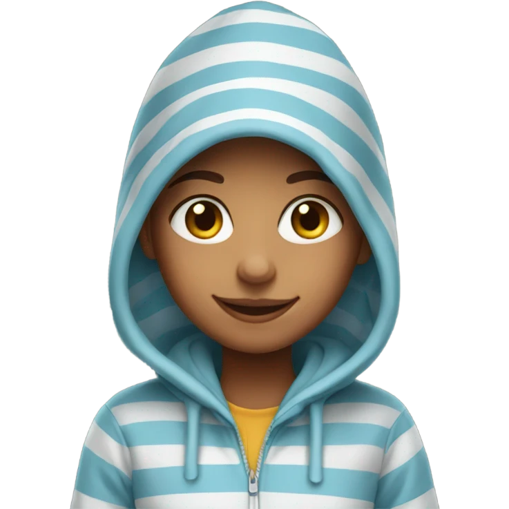 smiling girl with striped hoodie emoji