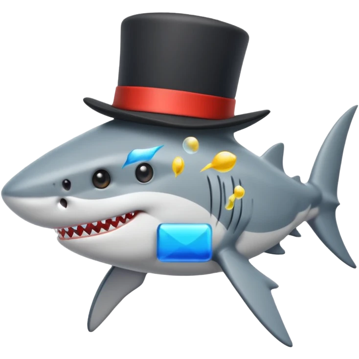 Shark with a top hat emoji