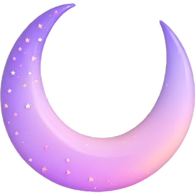 Sparkly glossy Pastel lilac-gradient crescent emoji