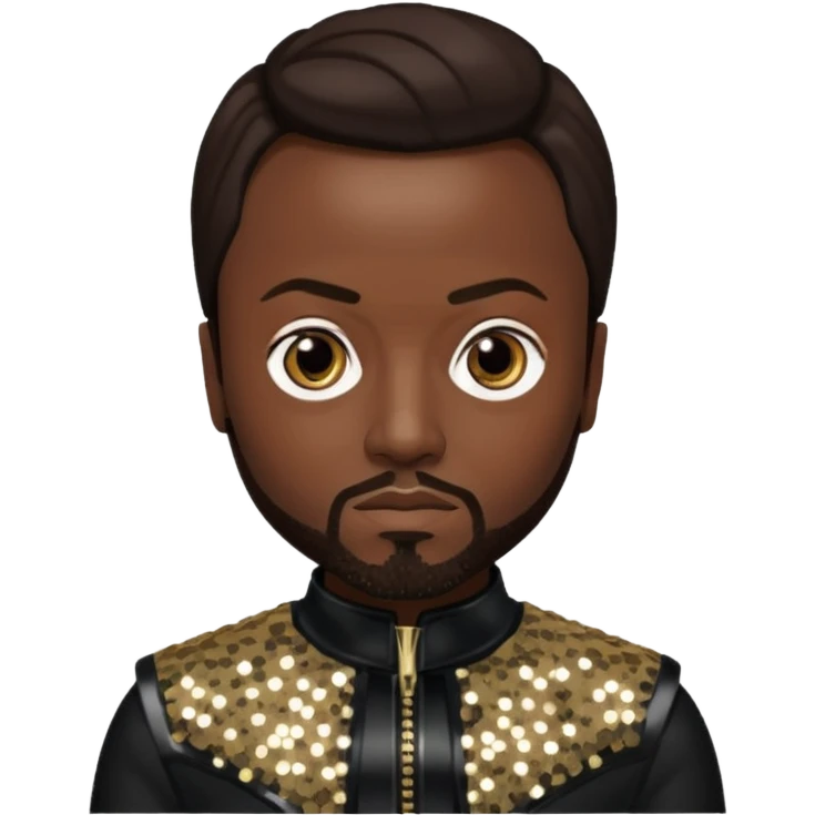 Will.i.am from Black Eyed Peas with dark brown hair, black sequin outfit  emoji