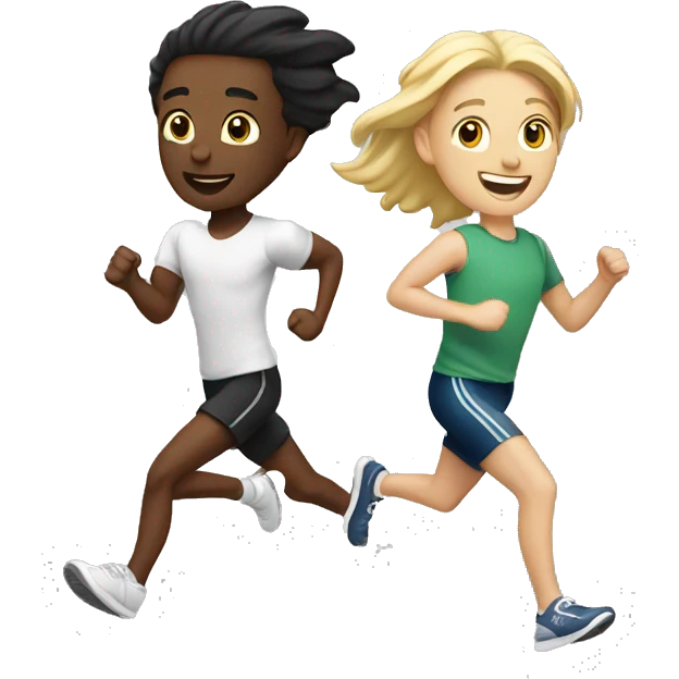 two white friends running together emoji