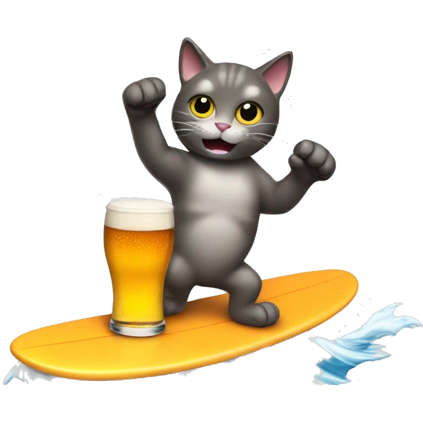 cat surfing beer emoji