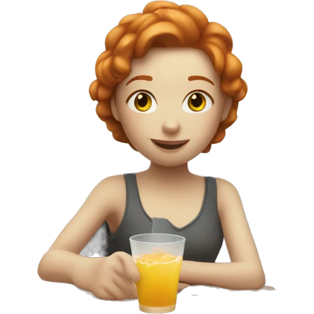 ginger girl on a boat holding a drink emoji