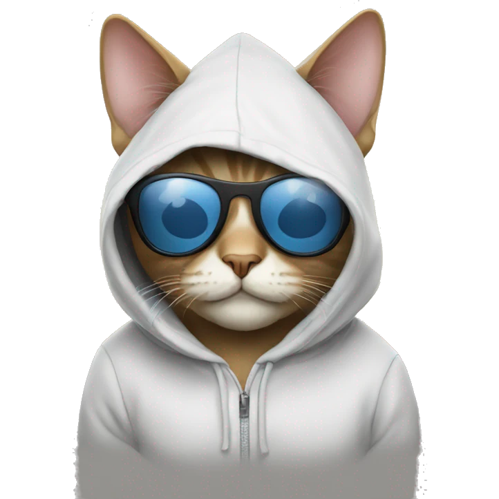 Cat with a hoodie and sun glasses  emoji