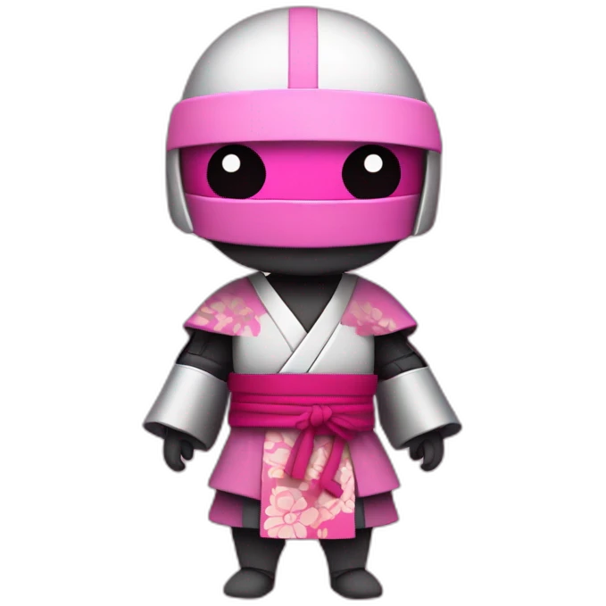 robo ninja avec un kimono et bandeau rose emoji