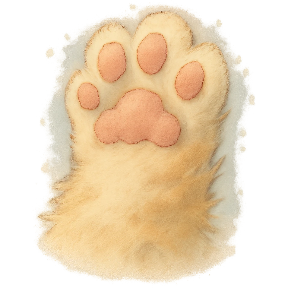 fluffy cat paw, dreamy and whimsical, soft shading emoji