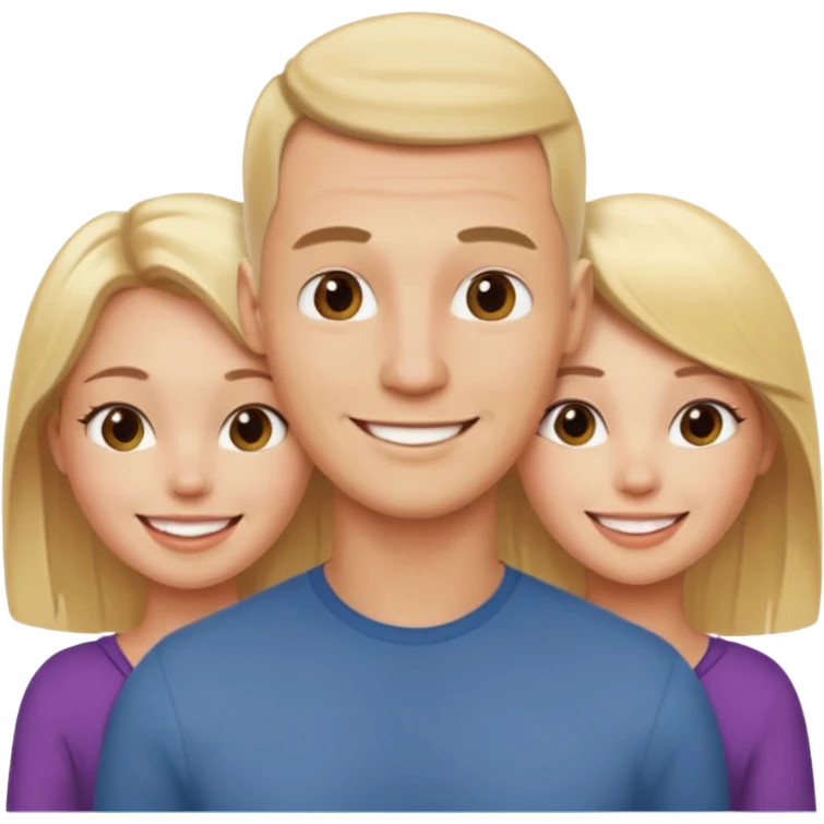 Two blonde women and a man with skin head  emoji