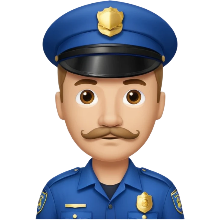 Male police officer, cap on, mustache, realistic portrait emoji