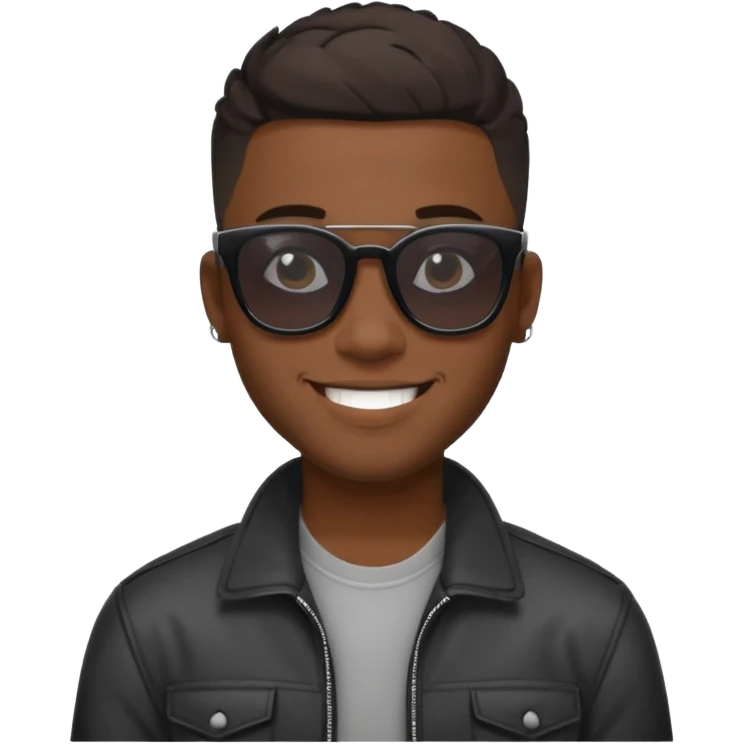new york, cool young black guy with dark shades, fade haircut, cool smile emoji