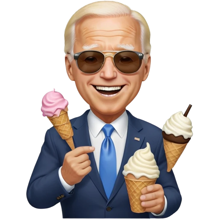 Joe Biden  laughing sunglasses ice cream suit emoji