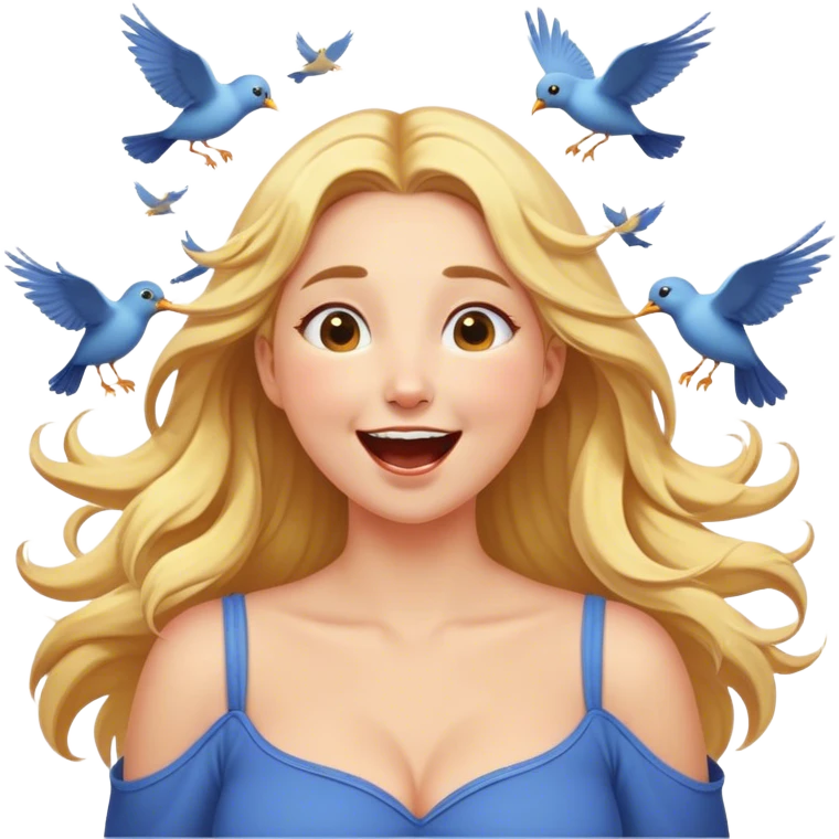 Cinematic Adorable Aurora Portrait Emoji, Giggling in surprise as birds land on her shoulders, cheeks flushed, golden locks bouncing, an irresistible mix of playfulness and beauty! emoji