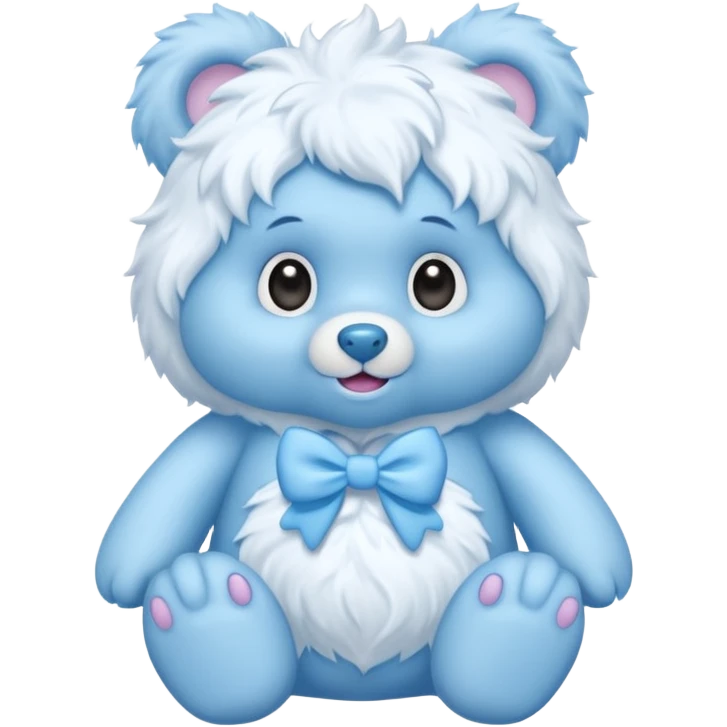 blue girl care bear yeti with bow emoji