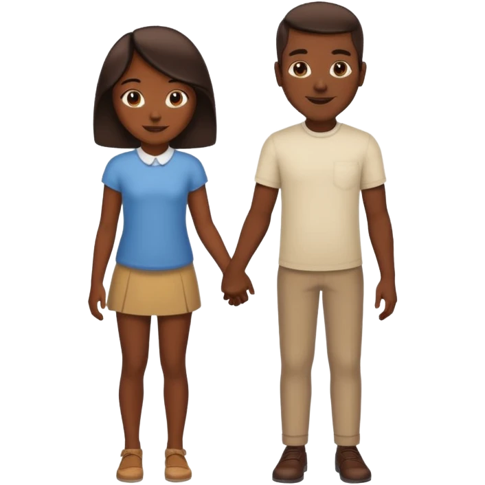Tall darkskin man holding hands with brown girl  emoji