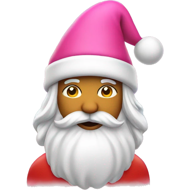 Santa with pink hat + rainbow on the background emoji