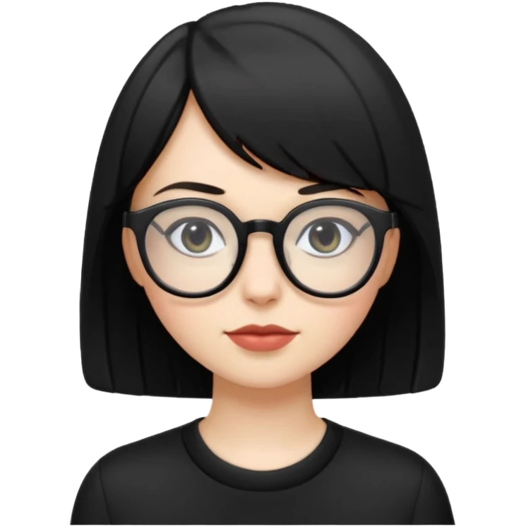Pale white girl with short bob maid in color black and glasses  emoji