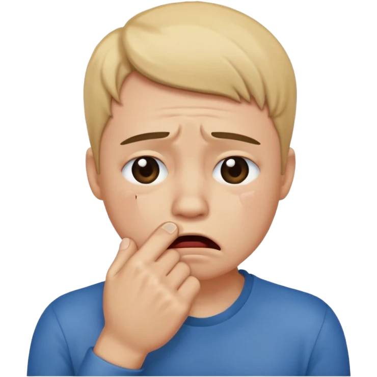 Crying face with fist over mouth emoji