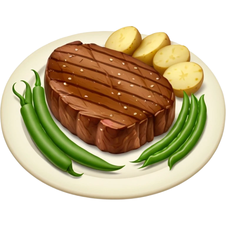 juicy steak with potatoes and green beans emoji