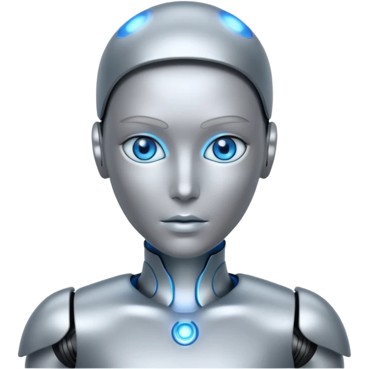 Robots Humanoid – Silver android with glowing eyes, human shape emoji