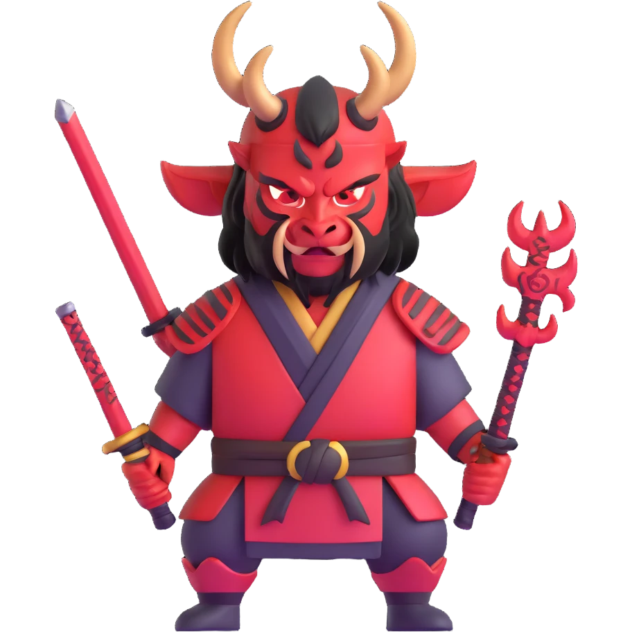 Devil samurai warrior with horns emoji