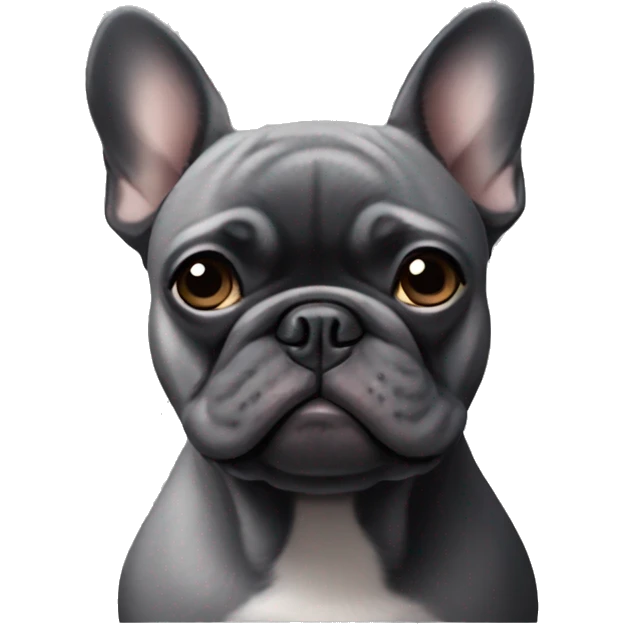 Black French bulldog X pug frowning face grey chin  emoji