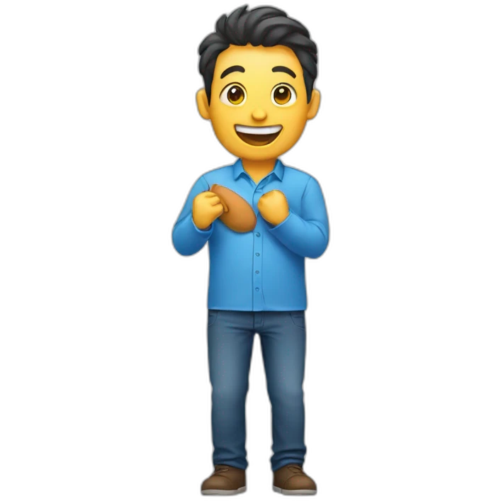 emoji of a man holding his stomach while laughing wearing full sleeve blue shirt emoji