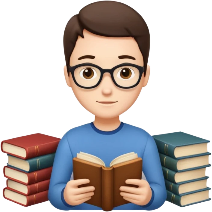 Reader + stack of books emoji