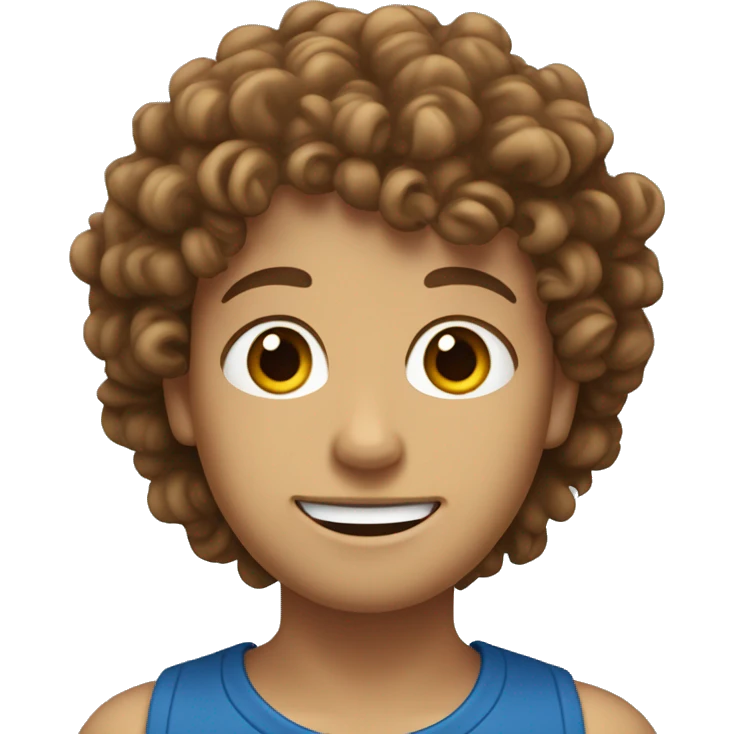 Sesame seed with curly brown hair and blue eyes emoji