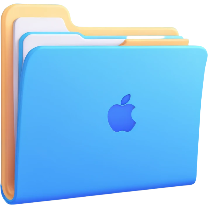 exact default Mac OS folder icon with tab design in light pastel blue color emoji