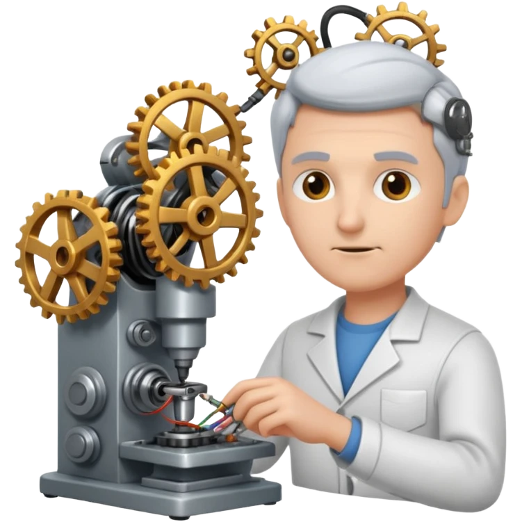 inventor creating a machine emoji