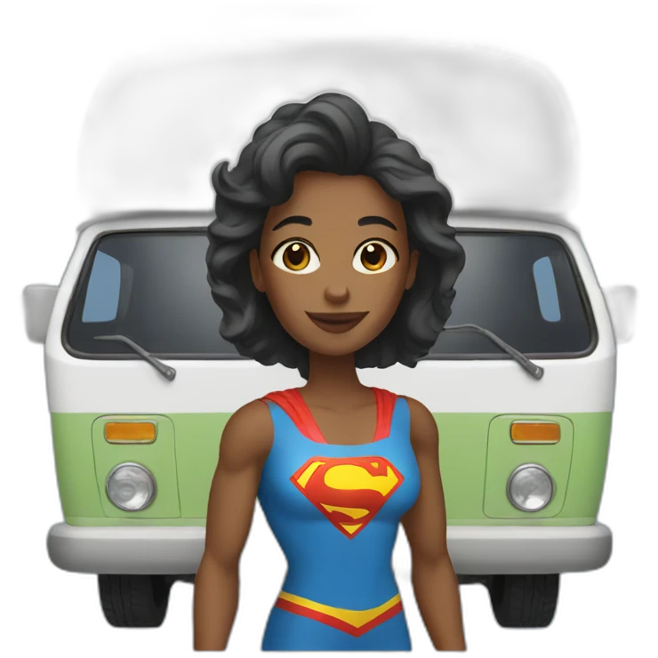 Superwoman with a camper van emoji