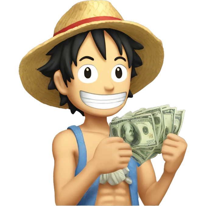 One Piece Ruffy with money in his hand emoji