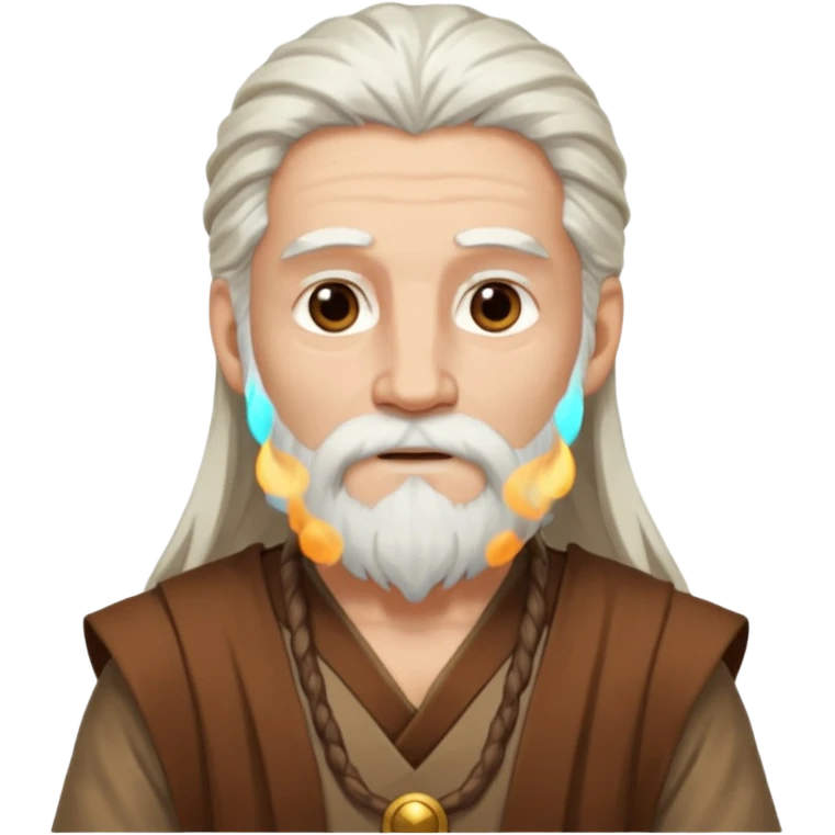 Pan, God of the Wild from Gods and Goddesses with long white hair and beard, brown outfit emoji
