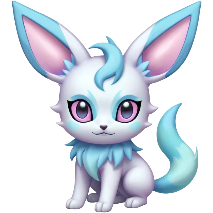 Futuristic Fluffy Celestial Magical Ethereal Glaceon-Espeon-Sylveon-Umbreon-hybrid, full bod emoji