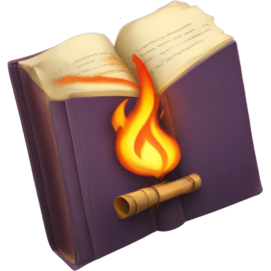 A book with a flaming torch in the middle of the book emoji