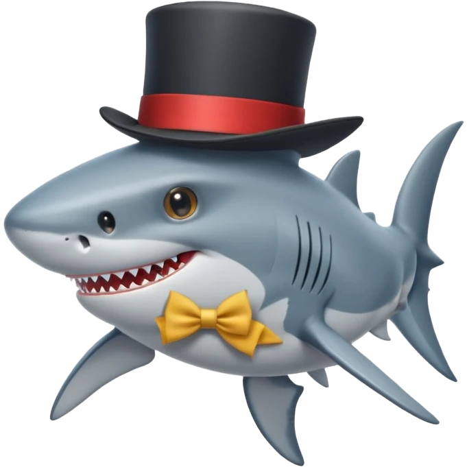 Shark with a top hat emoji