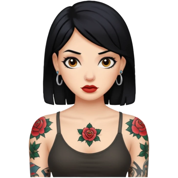 Women with black hair and tattoos  emoji