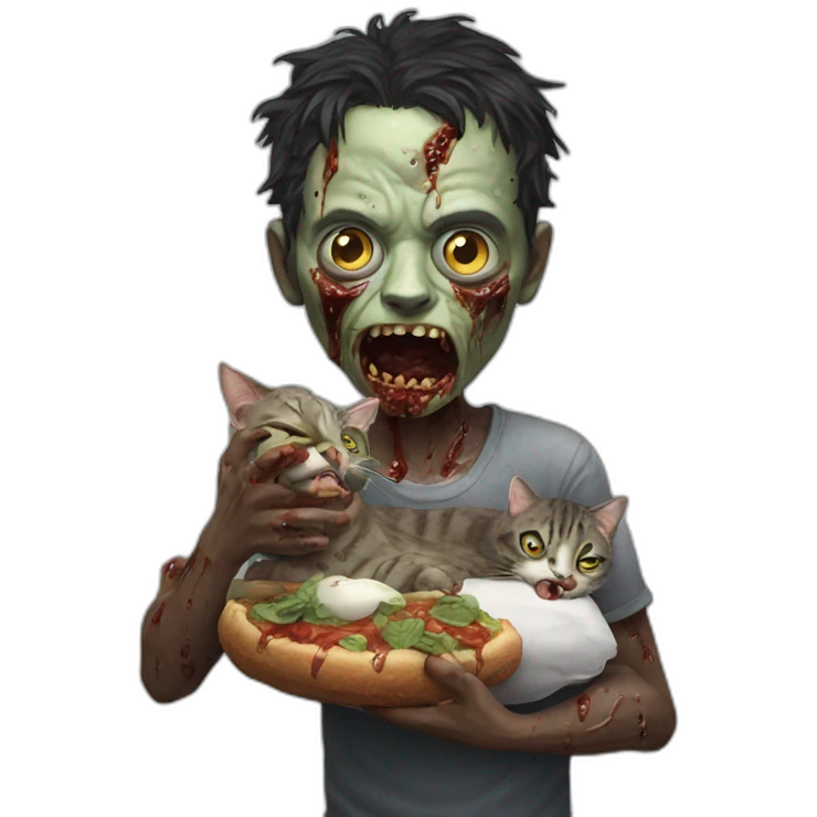 zombie eating a cat hyperrealistic emoji