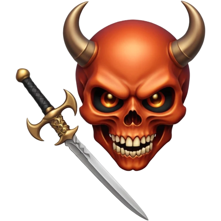 Devil skull biting a dagger emoji