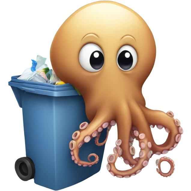 octopus with trash can emoji