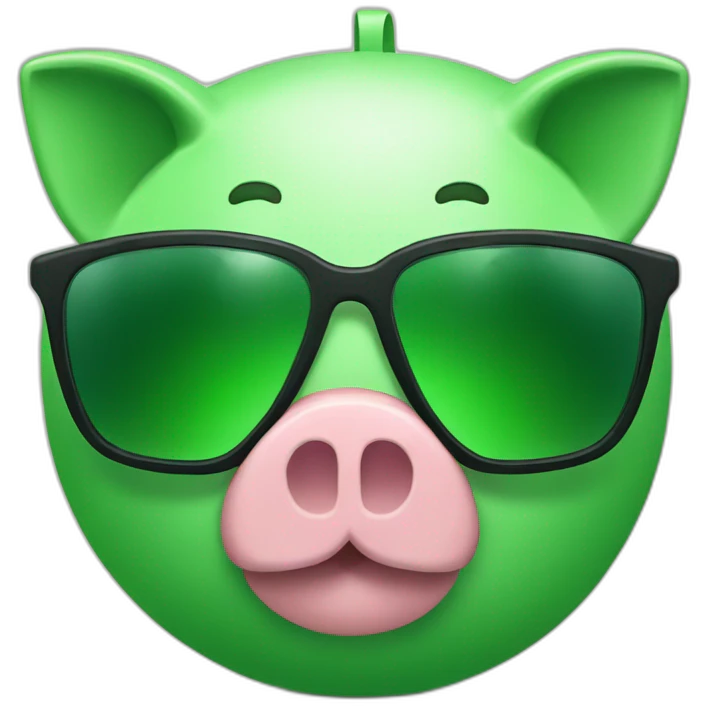 green piggybank with green sunglasses emoji