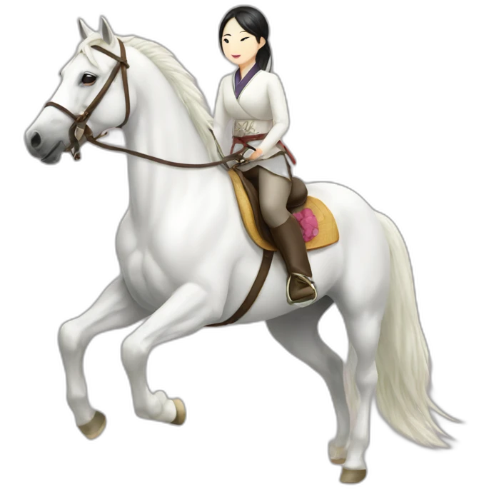 white horse riding japanese girl emoji