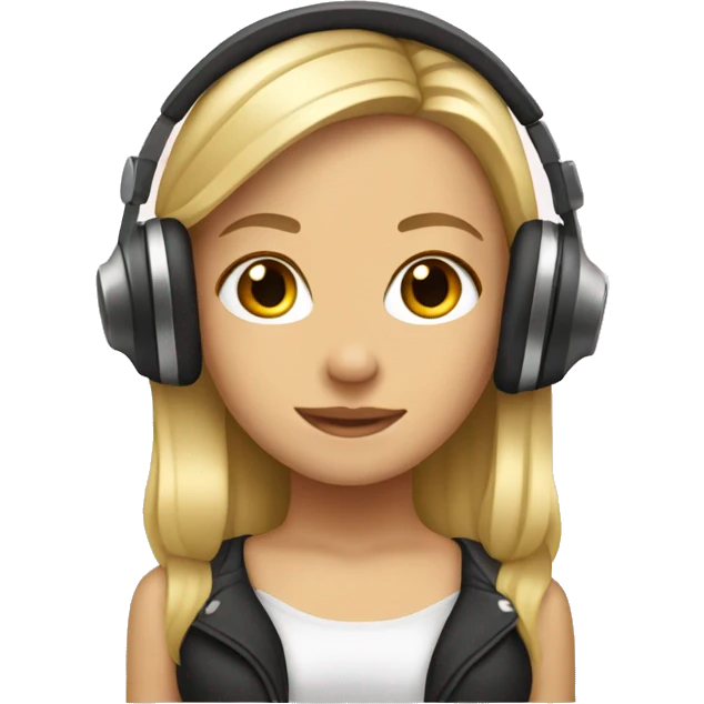blonde dj girl straight hair with headphones emoji emoji