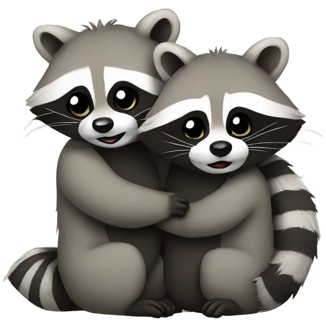 2 raccoons hugging emoji