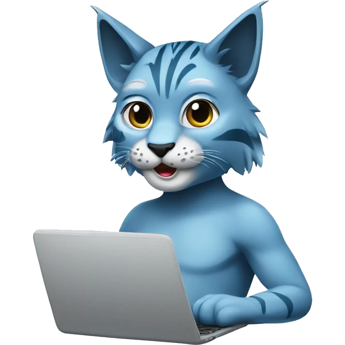 A blue lynx with a laptop emoji